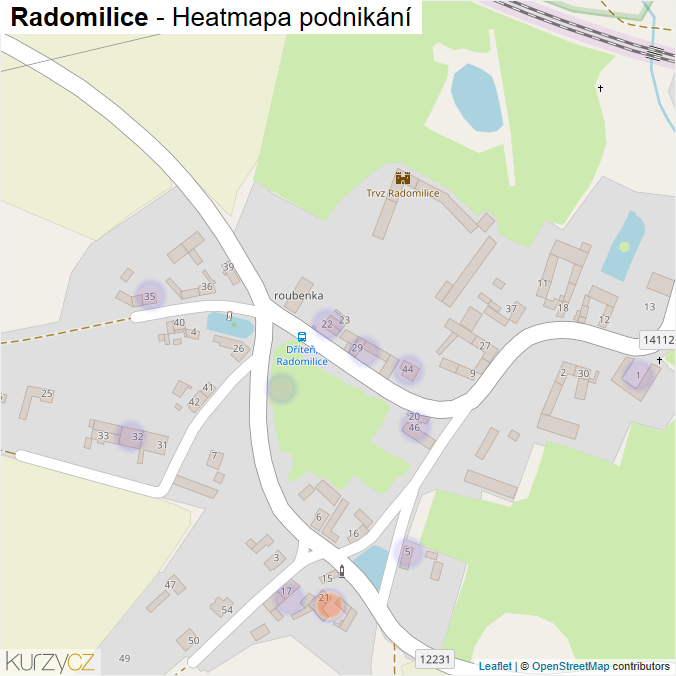 Mapa Radomilice - Firmy v části obce.