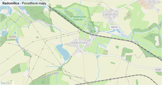 Radomilice - záplavové mapy stoleté vody