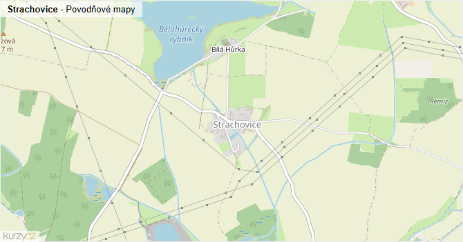 Strachovice - záplavové mapy stoleté vody