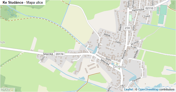 Ke Studánce - mapa ulice