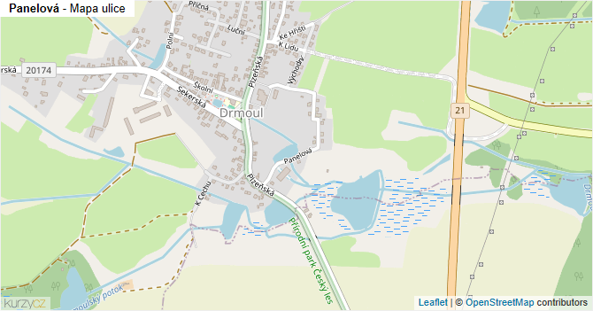 Panelová - mapa ulice