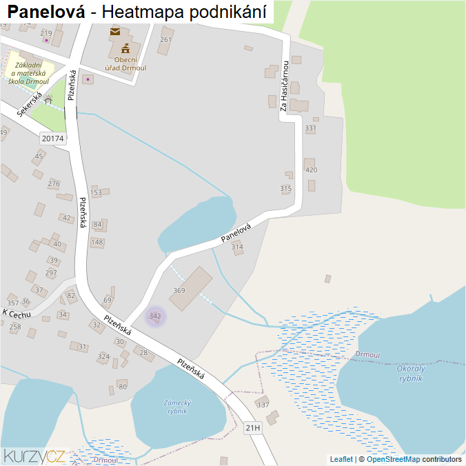 Mapa Panelová - Firmy v ulici.