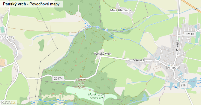 Panský vrch - záplavové mapy stoleté vody