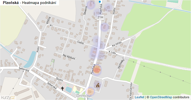 Plzeňská - mapa podnikání