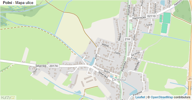 Polní - mapa ulice