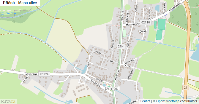 Příčná - mapa ulice