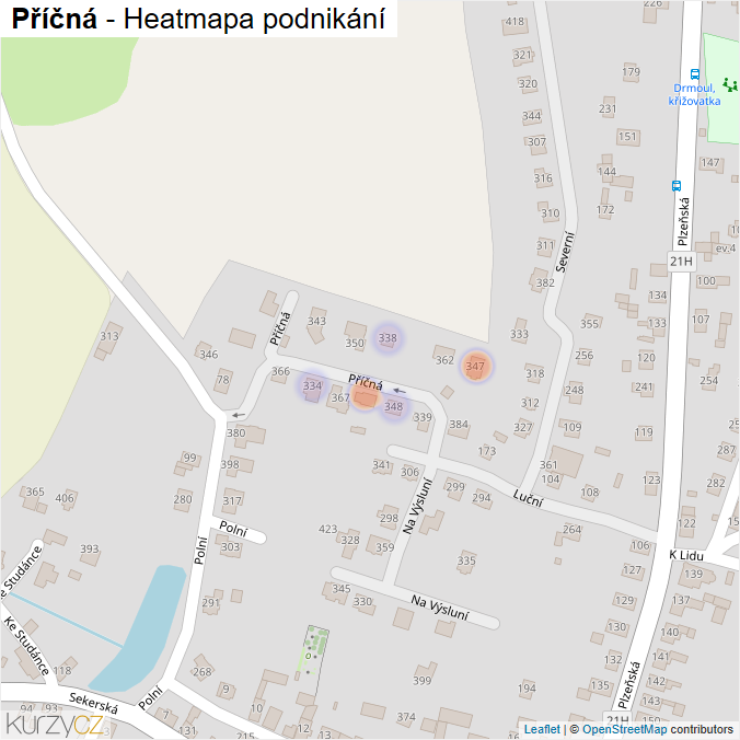 Mapa Příčná - Firmy v ulici.