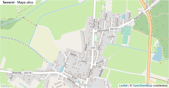 Severní - mapa ulice