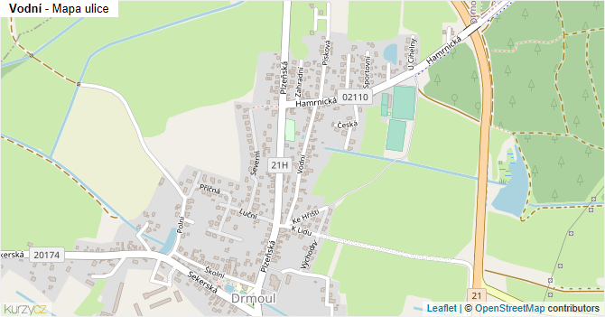 Vodní - mapa ulice