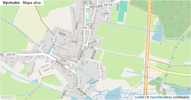 Východní - mapa ulice