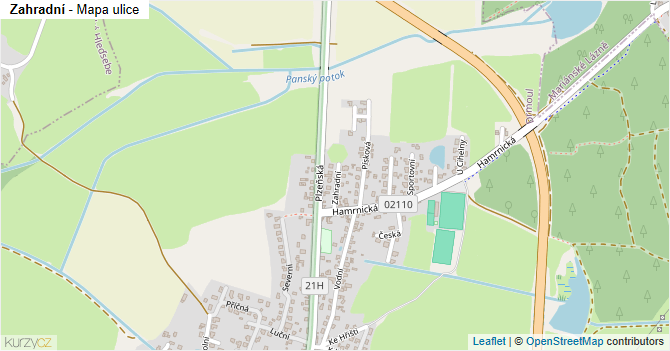 Zahradní - mapa ulice