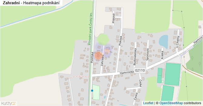 Zahradní - mapa podnikání