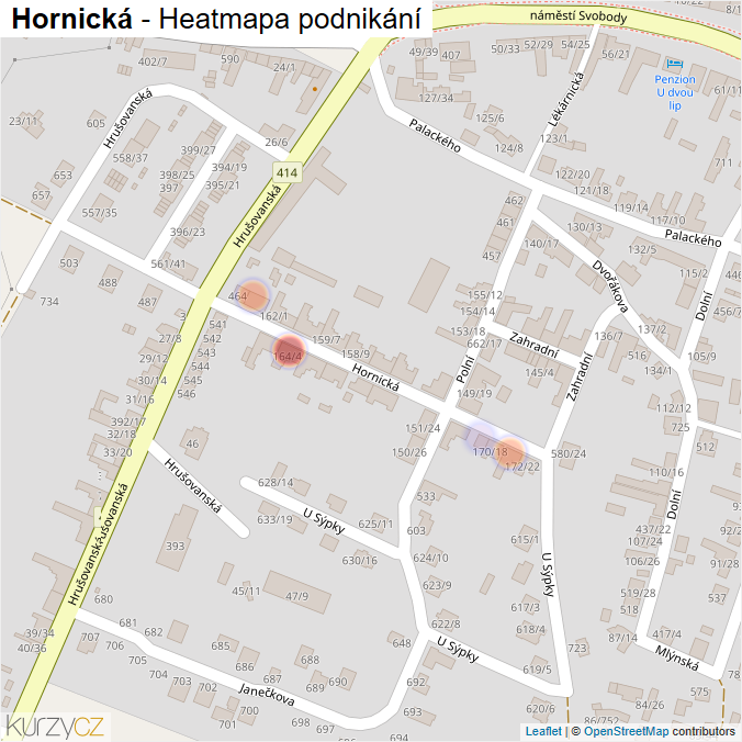 Mapa Hornická - Firmy v ulici.