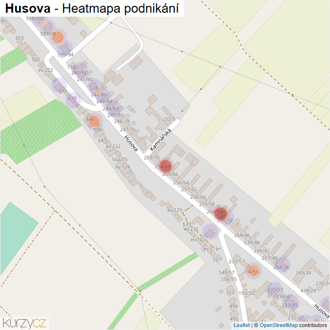 Mapa Husova - Firmy v ulici.