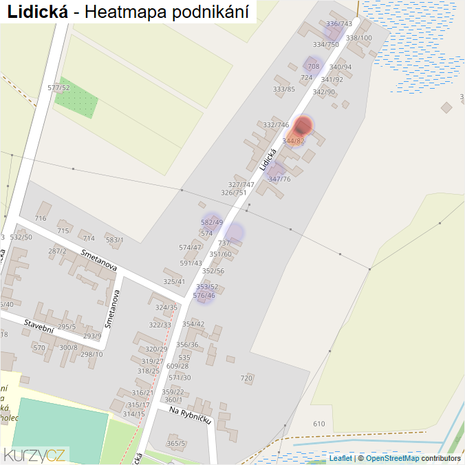 Mapa Lidická - Firmy v ulici.
