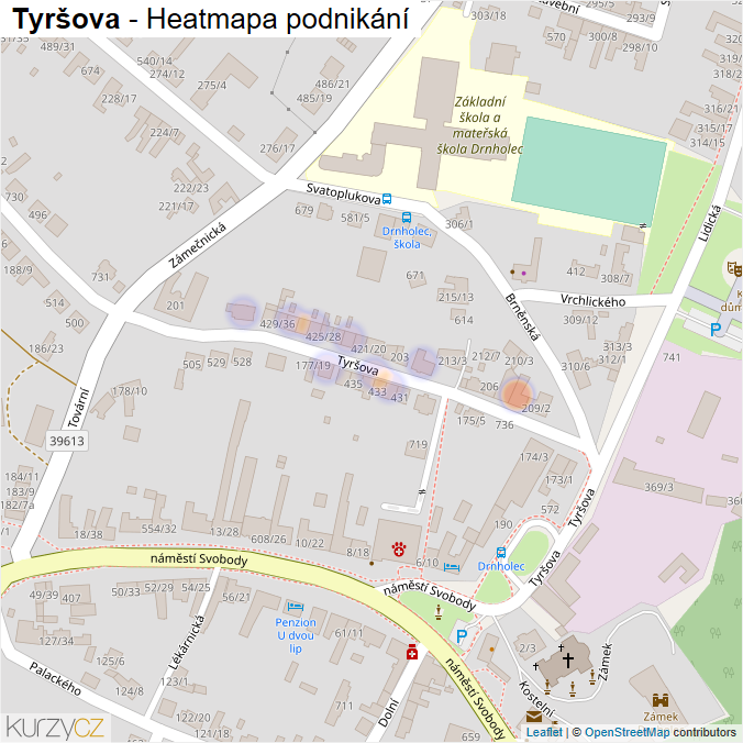 Mapa Tyršova - Firmy v ulici.