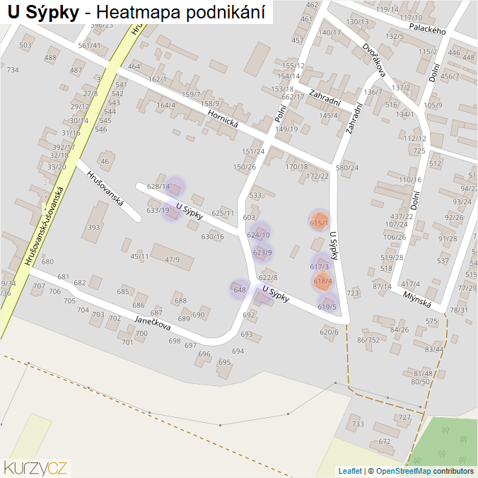 Mapa U Sýpky - Firmy v ulici.