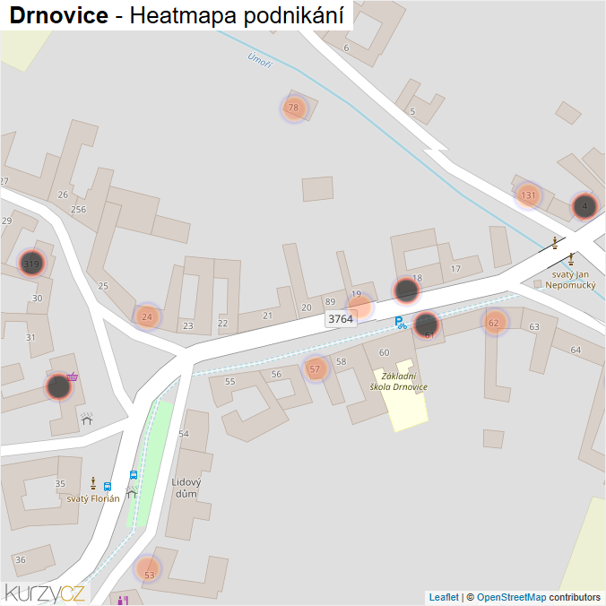 Mapa Drnovice - Firmy v obci.