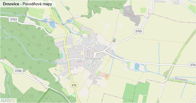 Drnovice - záplavové mapy stoleté vody