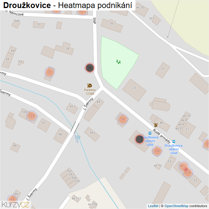 Mapa Droužkovice - Firmy v obci.