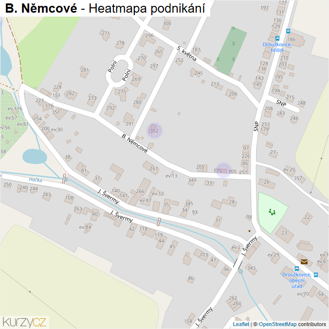 Mapa B. Němcové - Firmy v ulici.
