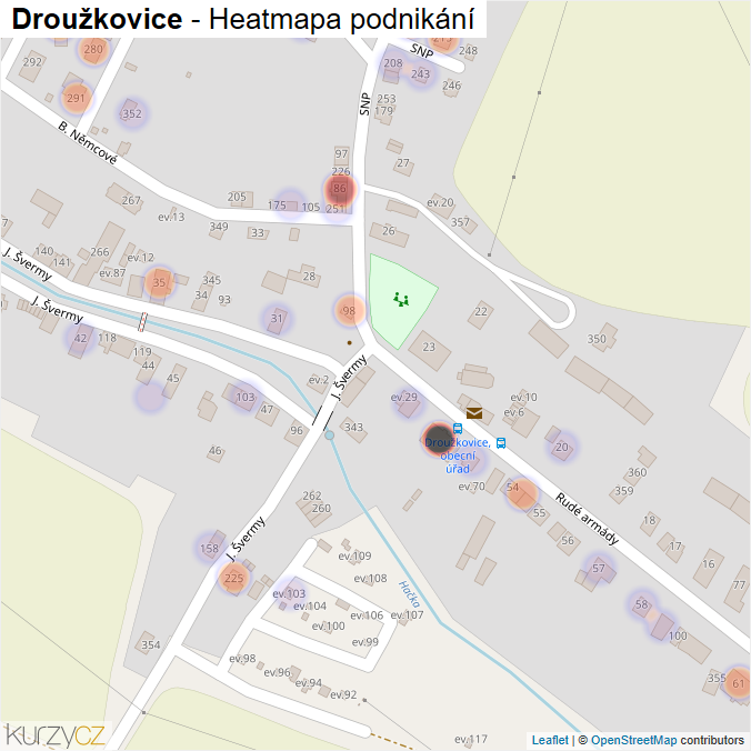 Mapa Droužkovice - Firmy v části obce.