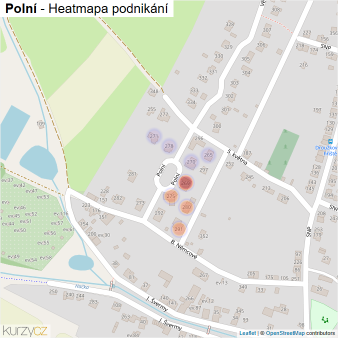 Mapa Polní - Firmy v ulici.