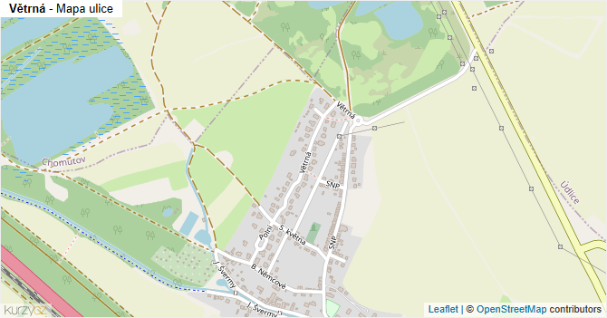 Větrná - mapa ulice