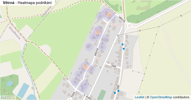 Větrná - mapa podnikání