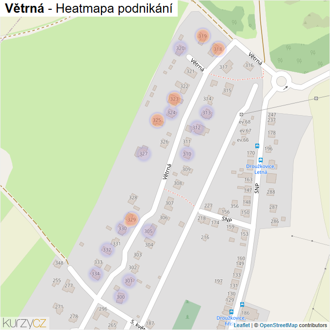 Mapa Větrná - Firmy v ulici.