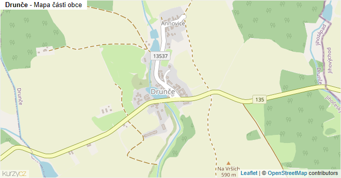 Drunče - mapa části obce