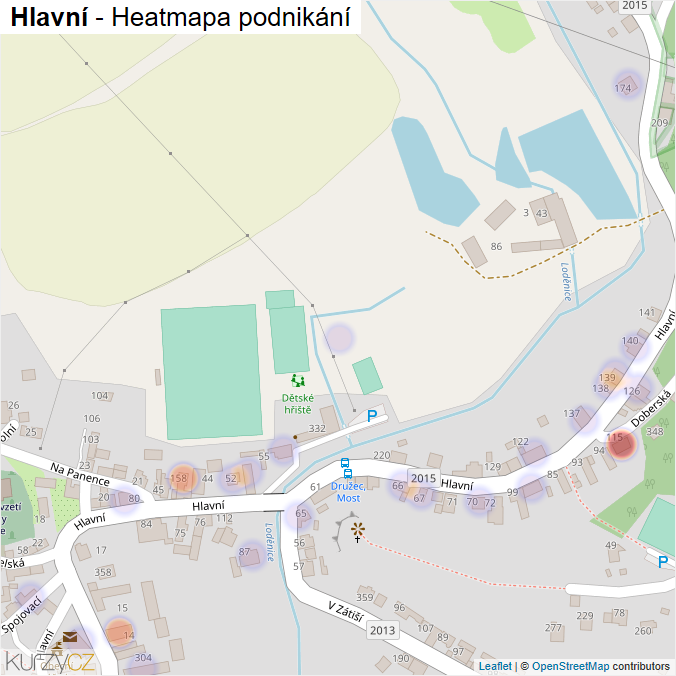 Mapa Hlavní - Firmy v ulici.