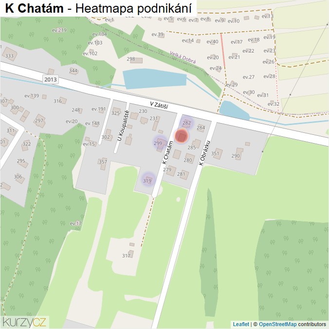 Mapa K Chatám - Firmy v ulici.