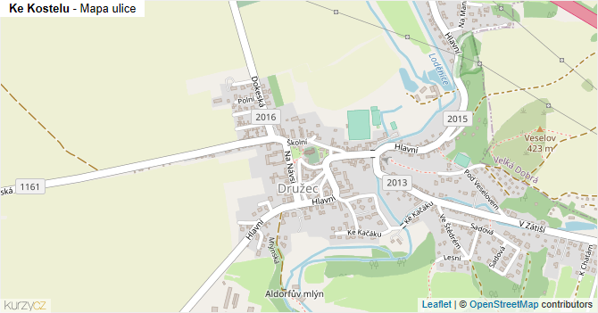 Ke Kostelu - mapa ulice