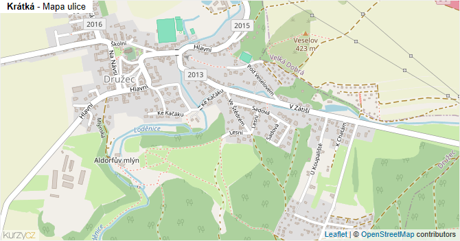 Krátká - mapa ulice