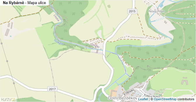 Na Rybárně - mapa ulice