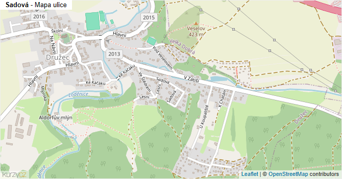 Sadová - mapa ulice