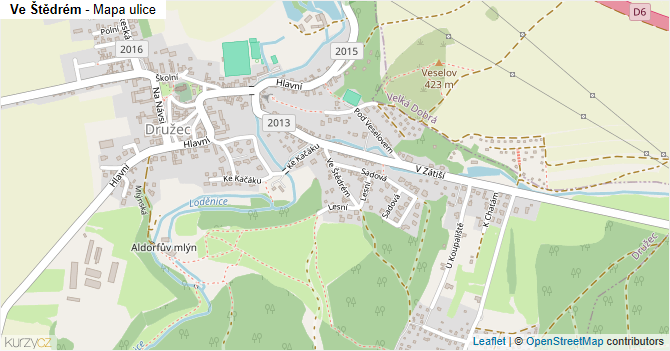 Ve Štědrém - mapa ulice