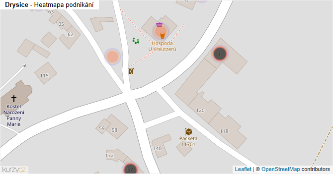 Drysice - mapa podnikání