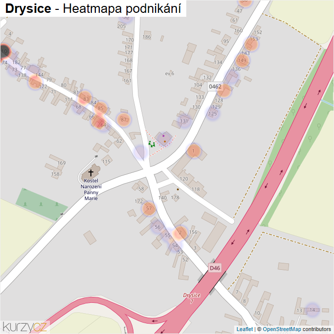Mapa Drysice - Firmy v části obce.