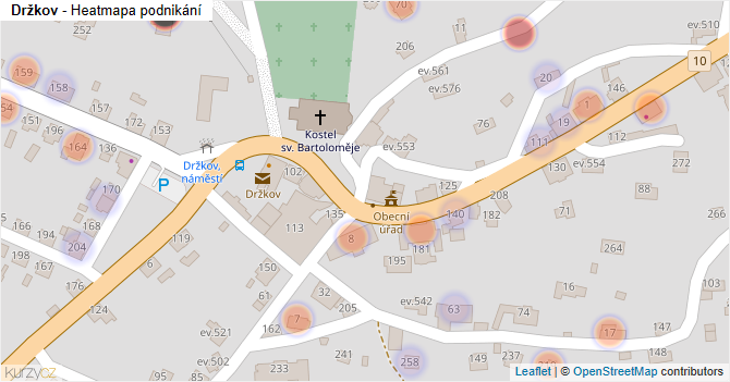 Držkov - mapa podnikání