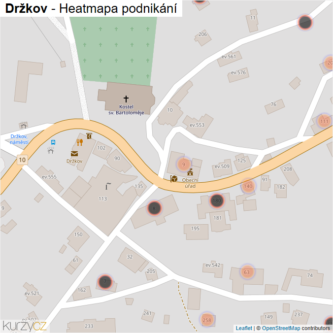 Mapa Držkov - Firmy v obci.