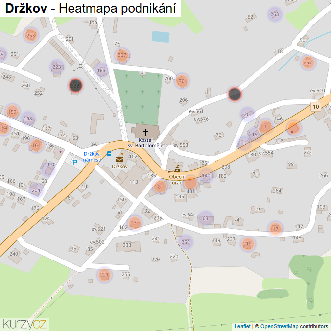 Mapa Držkov - Firmy v části obce.