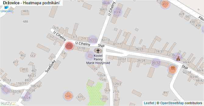 Držovice - mapa podnikání