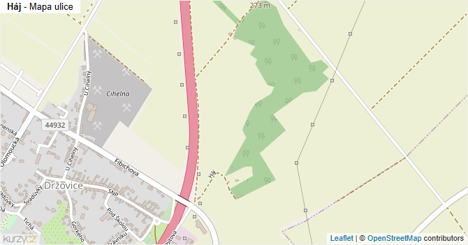 Háj - mapa ulice