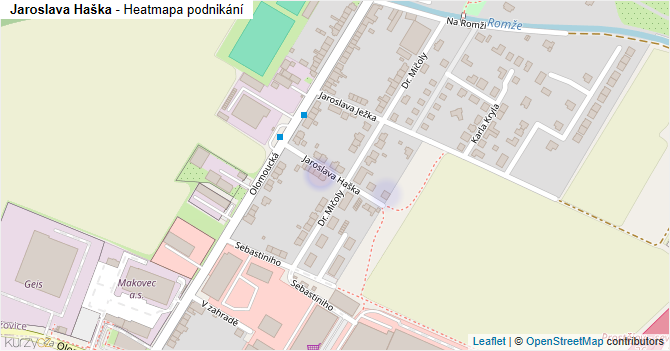Jaroslava Haška - mapa podnikání