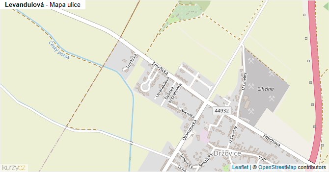 Levandulová - mapa ulice