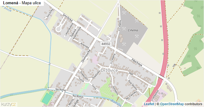 Lomená - mapa ulice