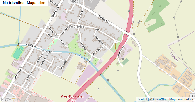 Na trávníku - mapa ulice