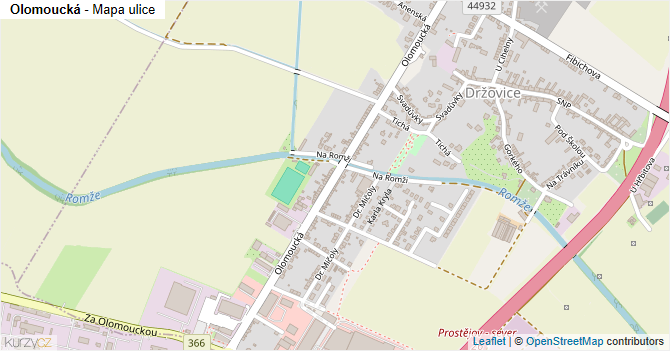 Olomoucká - mapa ulice